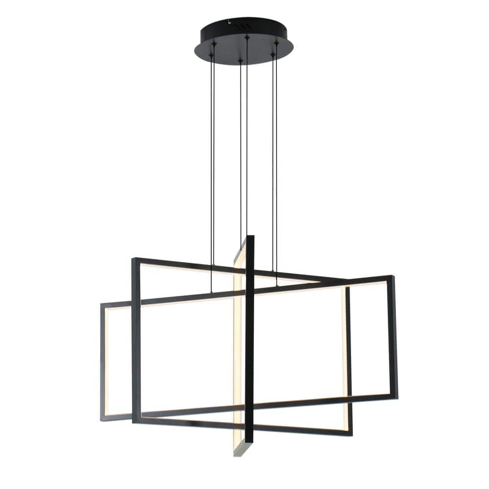 UMEILUCE 3Lights Dimmable Integrated LED Black Hanging Chandelier for