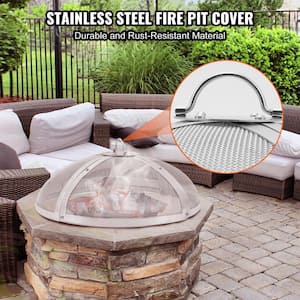 40 in. Stainless Steel Round Fire Pit Cover/Spark Screen Lid