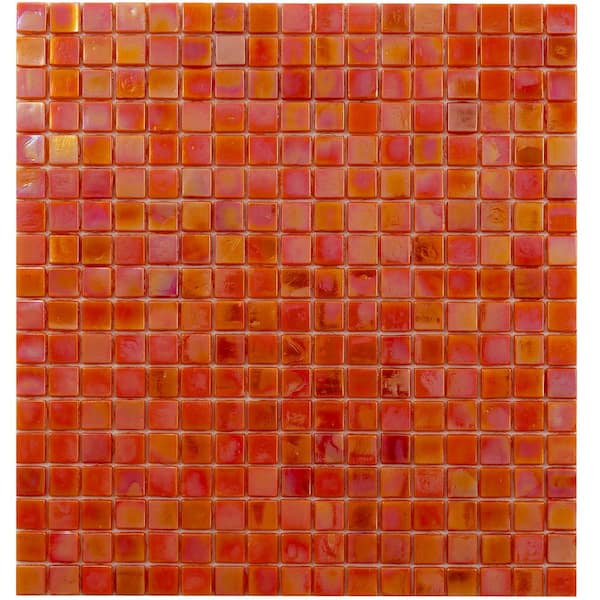 Skosh Glossy Fire Orange 11.6 in. x 11.6 in. Glass Mosaic Wall and Floor Tile (18.69 sq. ft./case) (20-pack)