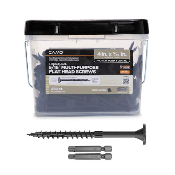 CAMO 5/16 in. x 4 in. Star Drive Flat Head Multi-Purpose + Multi-Ply Structural Wood Screw - Exterior Coated (250-Pack)