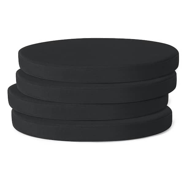 FadingFree (Set of 4) 16 in. Round Outdoor Patio Circle Dining Chair Seat Cushions in Black