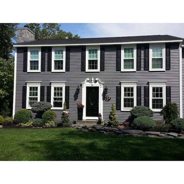 RM Pena Inc. - After: Monogram D4 Pacific Blue siding with Versetta Stone  Ledgestone in Mission Point and Mid America Black Raised Panel Shutters