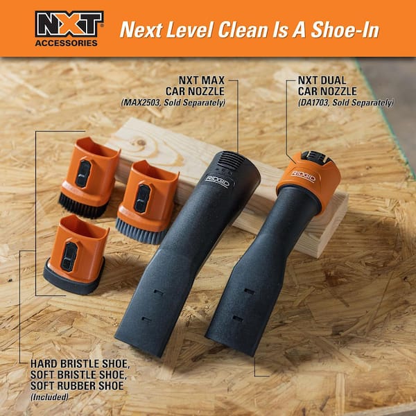 RIDGID NXT Car Nozzle Shoe Kit with Hard, Soft, Rubber Bristle
