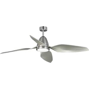 Holland 60 in. Indoor/Outdoor Integrated LED Nickel Global Ceiling Fan with Remote Included for Living Room and Bedroom
