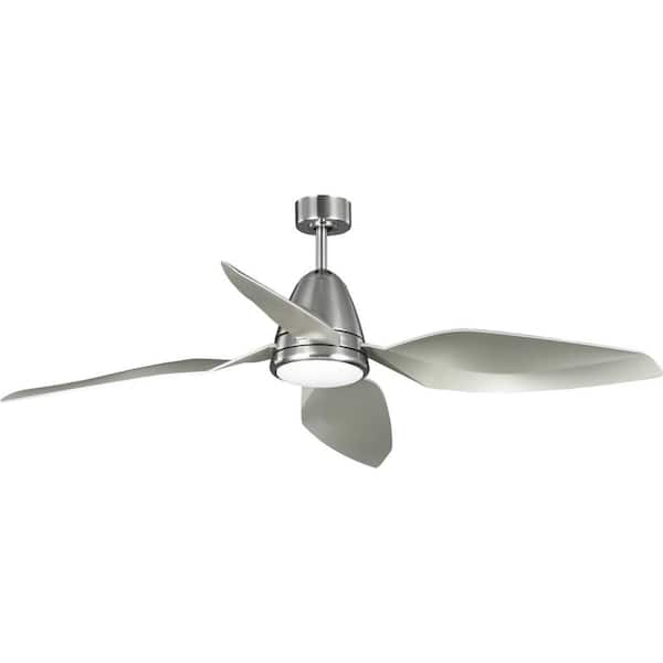 Progress Lighting Holland 60 in. Indoor/Outdoor Integrated LED Nickel Global Ceiling Fan with Remote Included for Living Room and Bedroom