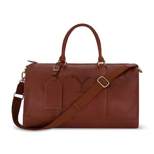 Genuine Leather 10.5 in. Duffle Bag with Burnished Gold Detailing