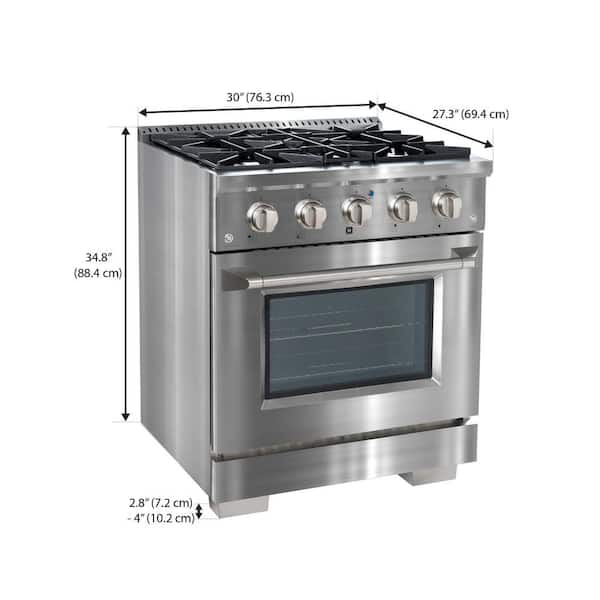 BOLD 30 4.2 Cu. Ft. 4 Burner Freestanding All Gas Range with Gas Stove and  Gas Oven in Stainless steel