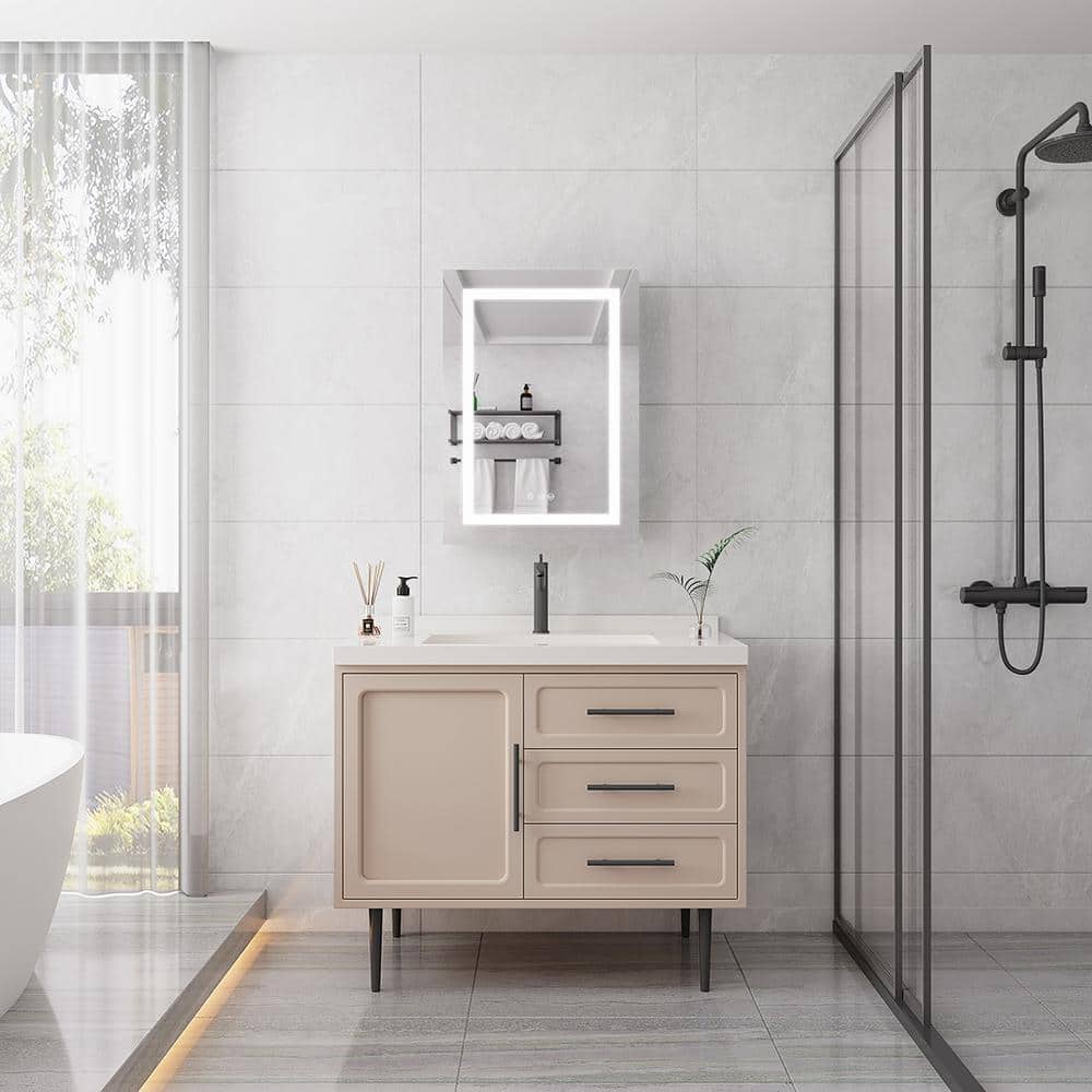 20 in. W x 28 in. H H Rectangular Bathroom Medicine Cabinet with Mirror, Wa