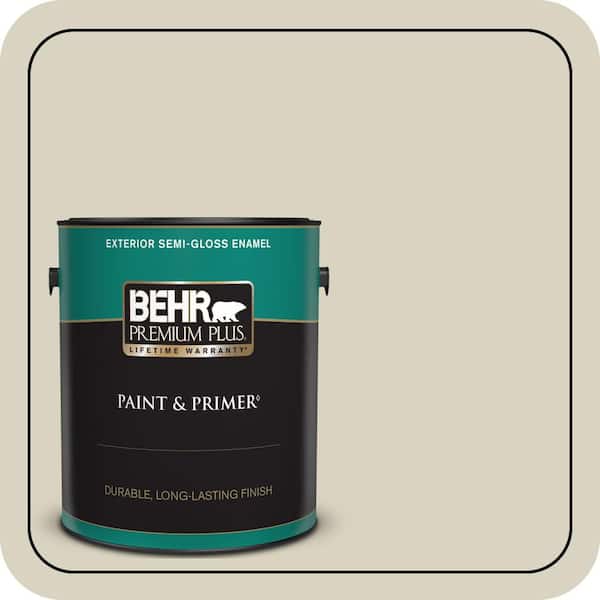 BEHR PREMIUM PLUS 1 gal. #PPL-79 Pale Lichen Semi-Gloss Enamel Exterior Paint & Primer
