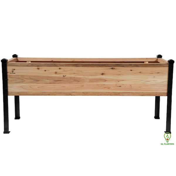 72 in. x 24 in. x 30 in. XL Raised Elevated Natural Cedar Wood Garden Planter GFRP Legs High Quality Heavy Duty Planter