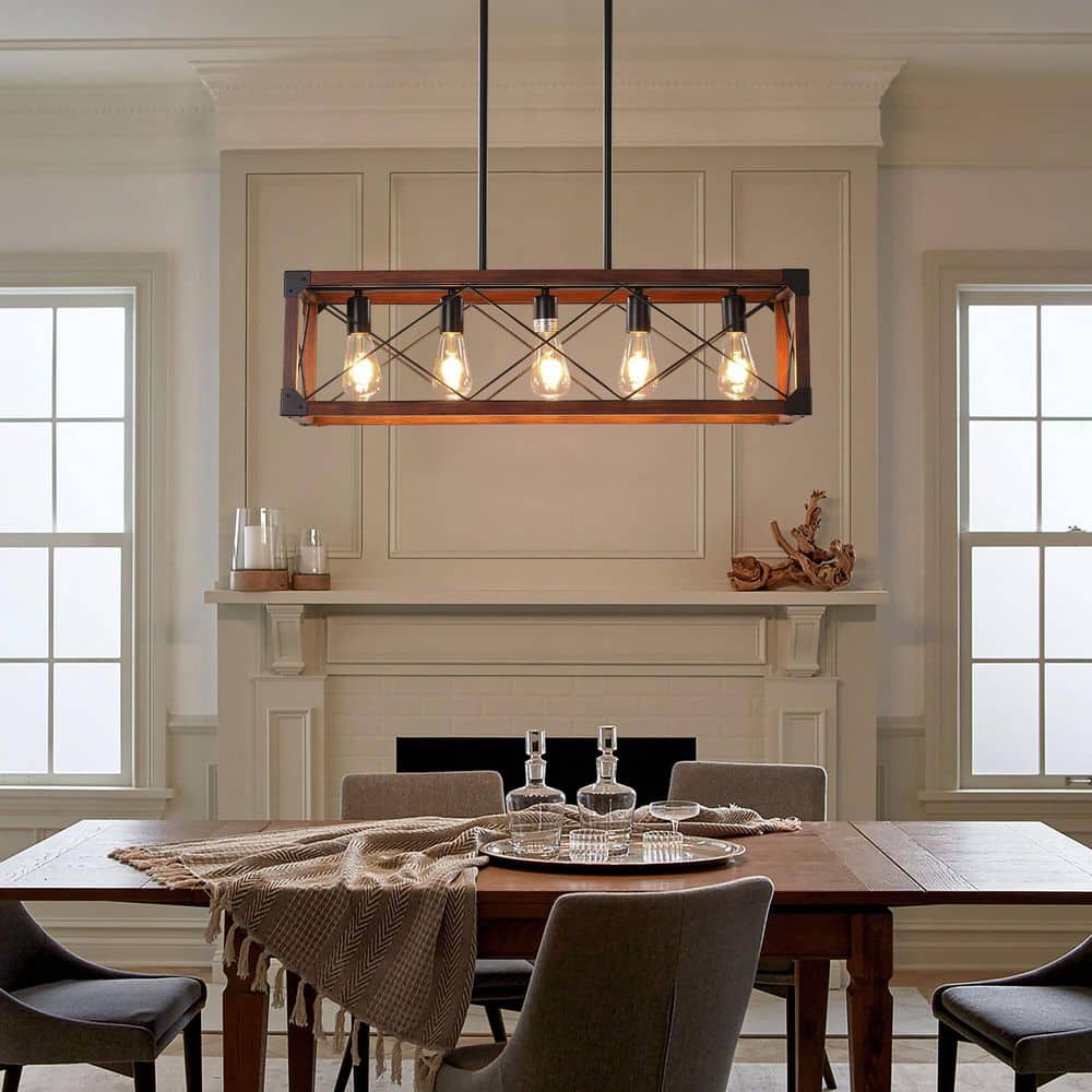 chandelier シェルフ ZXFDWB Modern Black Crystal Chandelier,5-Light Farmhouse Dining