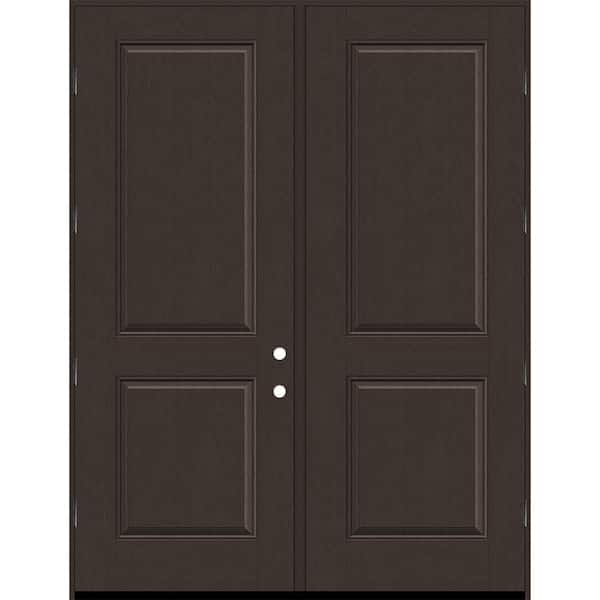Regency 72 in. x 96 in. 2P Squaretop RHOS Hickory Stain Fiberglass Double Prehung Front Door with 6-9/16 Jamb