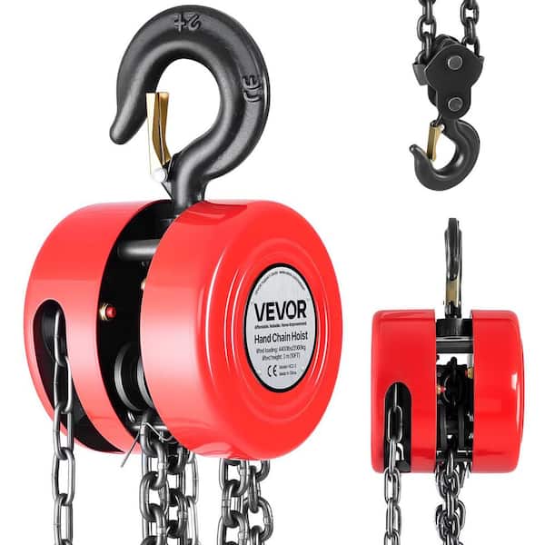 Hand Chain Hoist, 4400 lbs. Capacity, Manual Chain Block with Upgrade G70 Galvanized Chain, 10 ft. Lifting Height, Red