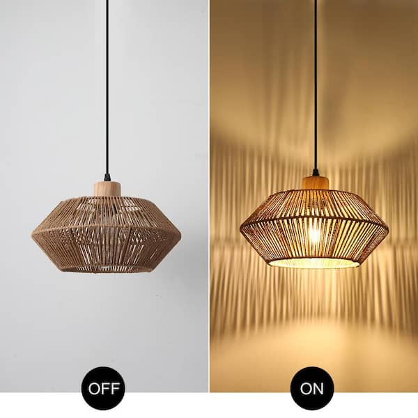 LWYTJO 60 -Watt 1-Light Brown Shaded Pendant Light with