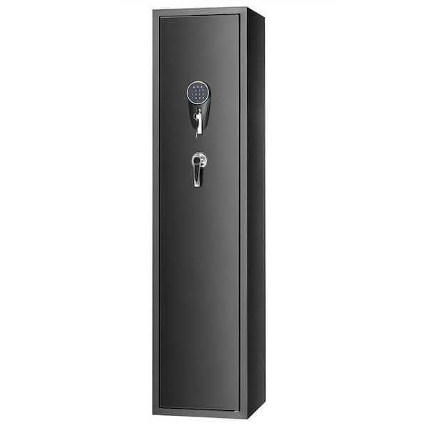 7-8 Rifles Gun Safe, Rifle Safe w/ Fingerprint and Digital Keypad Lock, Gun Storage Cabinet with Built-in Storage Locker