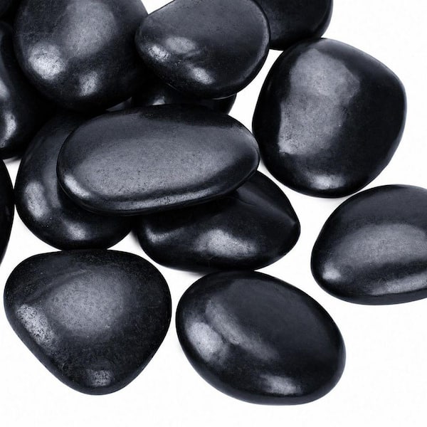 Bagged Landscape Rock 20lbs Black Polished Decorative Stones for Planters, Garden, Walkways, Yard, Vase