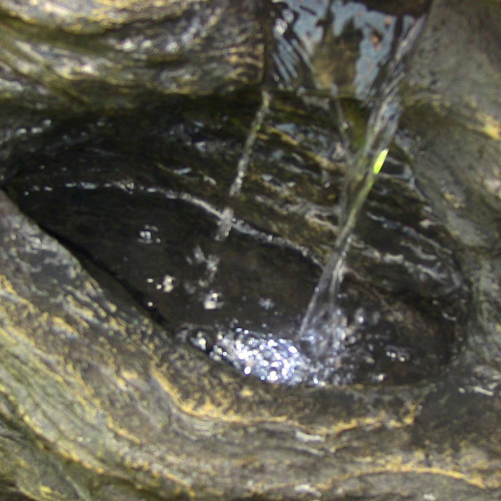 Gray Polystone Rocky Falls Outdoor Fountain with LED Lights