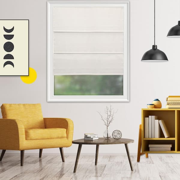 Riverside Ultra White Light Filtering Cordless Polyester Roman Shades 34 in. W x 72 in. L