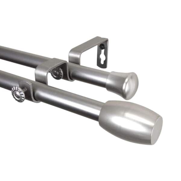 Rod Desyne 28 in. - 48 in. Satin Nickel Telescoping Double Curtain Rod Kit with Harley Finial