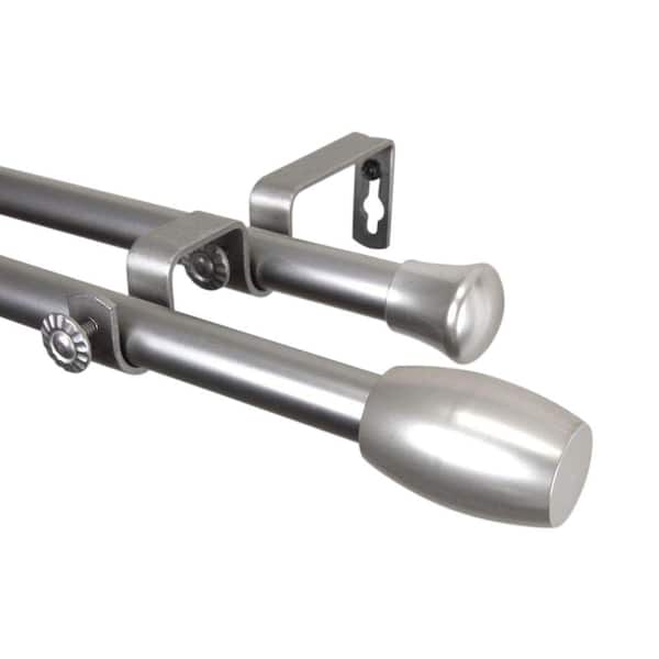 Rod Desyne 120 in. - 170 in. Satin Nickel Telescoping Double Curtain Rod Kit with Harley Finial
