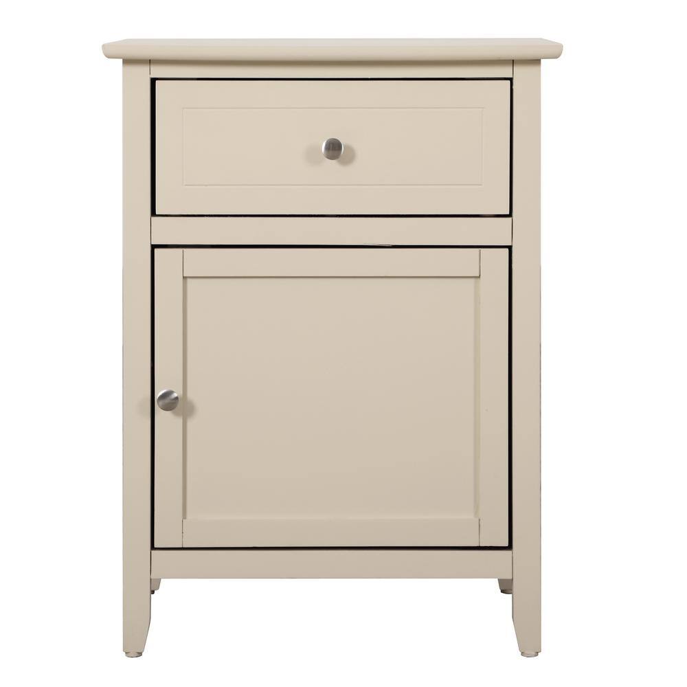 Lzzy Beige Solid & Manufactured Wood 1-Drawer Nightstand