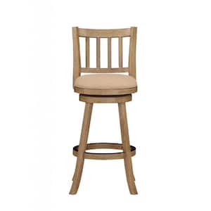 Sheldon 29 in. Driftwood Wire-Brush and Oatmeal Wood Frame Bar Stool
