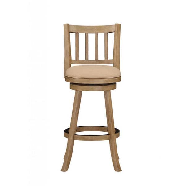 Boraam Sheldon 29 in. Driftwood Wire-Brush and Oatmeal Wood Frame Bar Stool