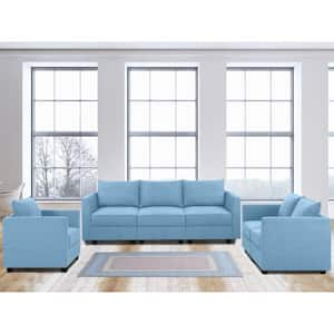 56.1 in. Linen Contemporary Upholstered Accent Chair, Loveseat and Sectional Sofa in. Robin Egg Blue