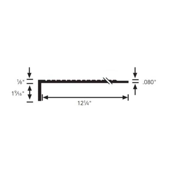 Light Duty Ribbed Design Black 12-1/4 in. x 36 in. Rubber Square Nose Stair Tread