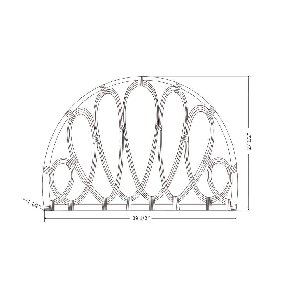 Twin Natural Rattan Wall-Mounted Panel Headboard with Floral Design
