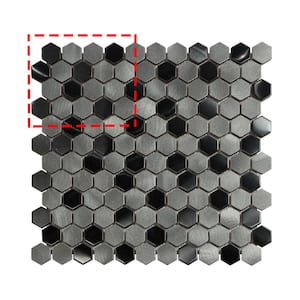 Gunmetal Gray 6 in. x 6 in. x 0.4 in. Hexagon Mosaic Backsplash Stainless Steel and Aluminum Wall Tile (0.25 sq. ft.)