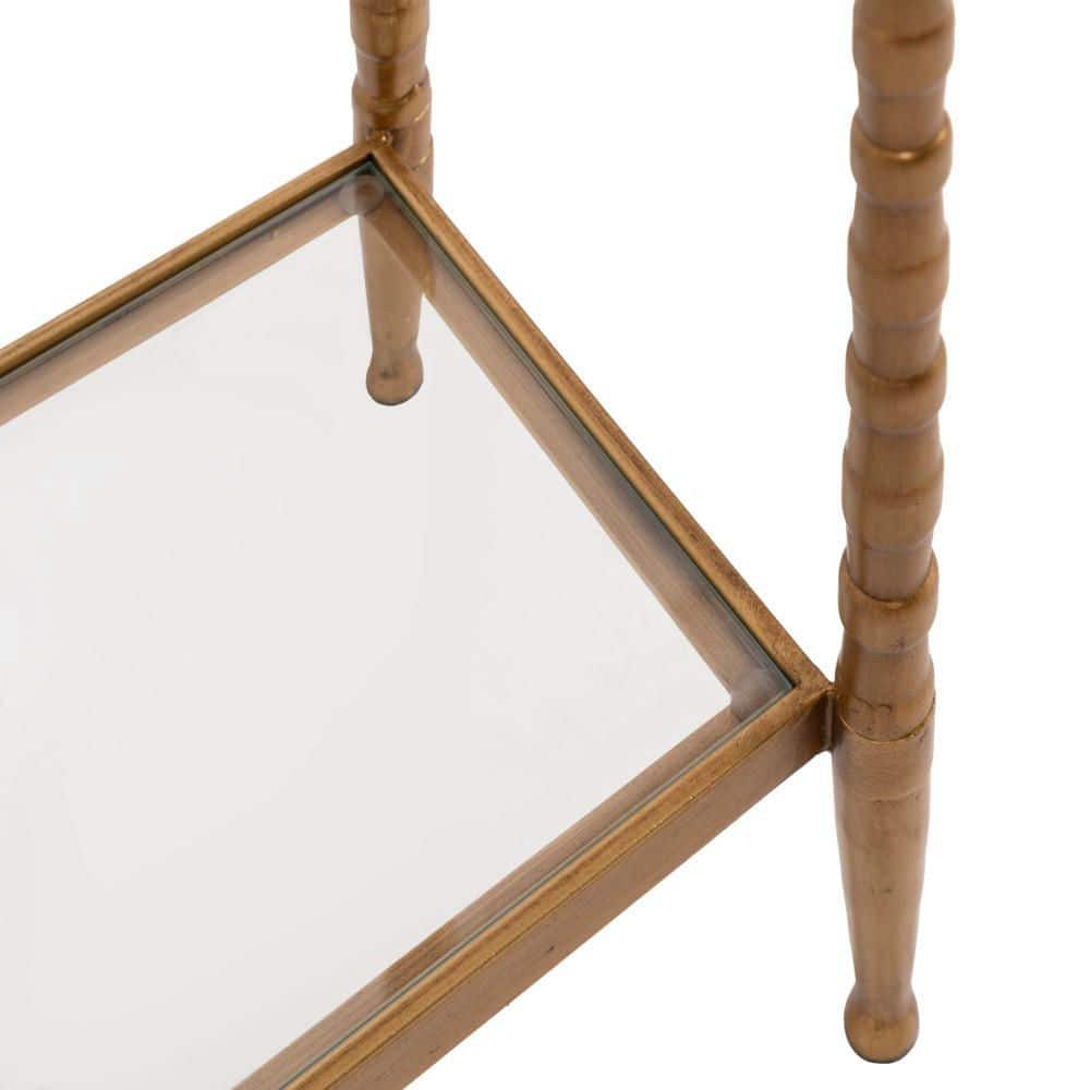 Prisha 18 in. Gold Rectangle Glass End Table - thumbnail 5