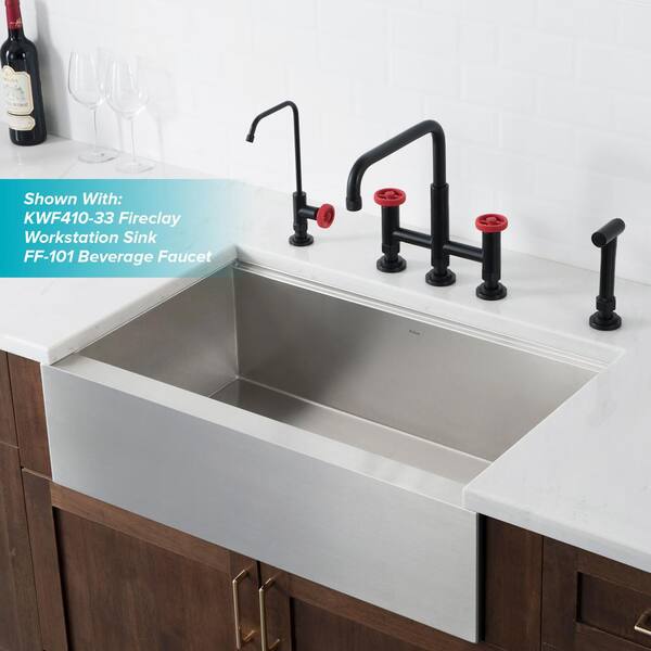 KRAUS Urbix Double-Handle Transitional Bridge Kitchen Faucet with