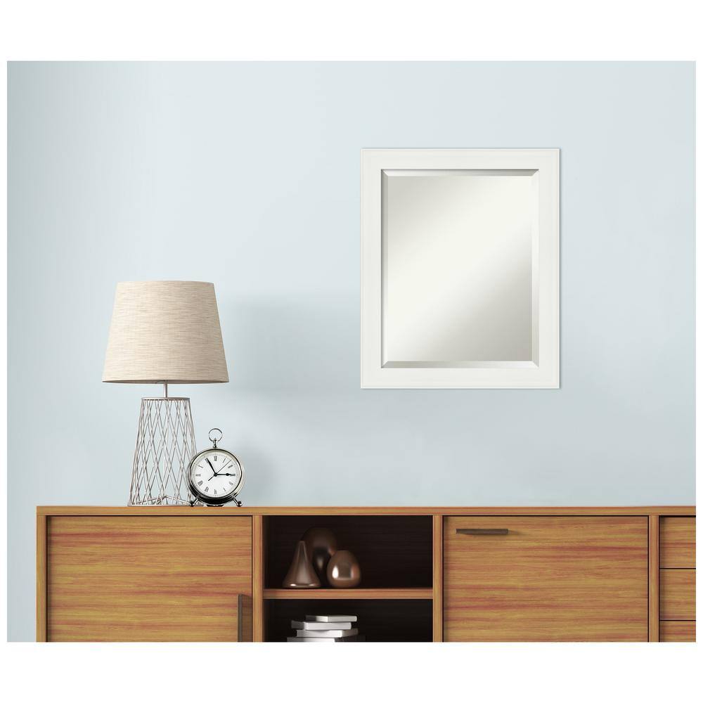 Medium White Matte Beveled Bathroom Vanity Mirror