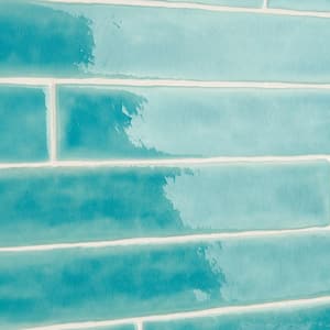 Nantucket Turquoise 2 in. x 0.37 in. Polished Ceramic Wall Tile Sample