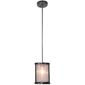 Danbury 60-Watt 1 Light Matte Black Finish Dining/Kitchen Mini Pendant Light w/Fabric/Acrylic Shade, No Bulb Included