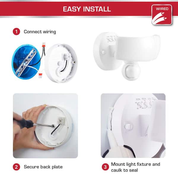 21-Watt 2000 Lumen 240° White Motion Sensing Integrated LED Flood Light