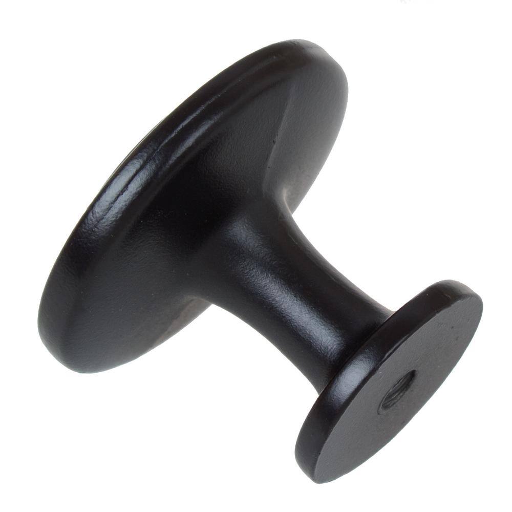 Matte Black Round Zinc Alloy Cabinet Knob with Mounting Hardware
