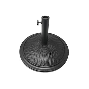 27.5 lbs. Outdoor Cement Patio Umbrella Base with Wicker Design in Black