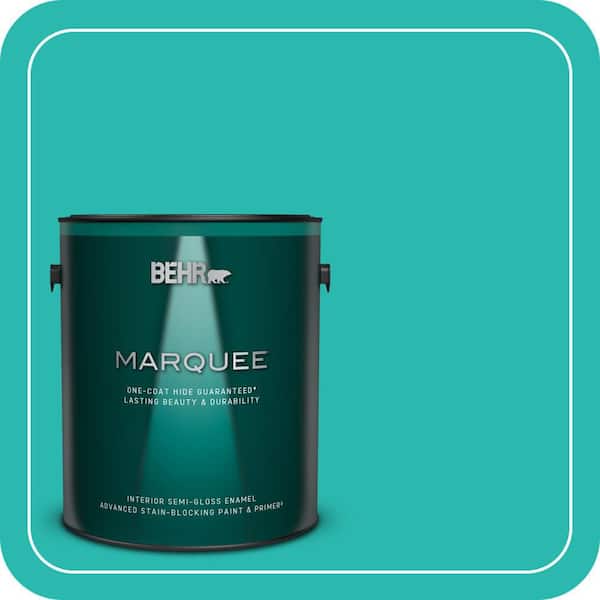 BEHR MARQUEE 1 gal. #P450-5 Island Aqua Semi-Gloss Enamel Interior Paint & Primer