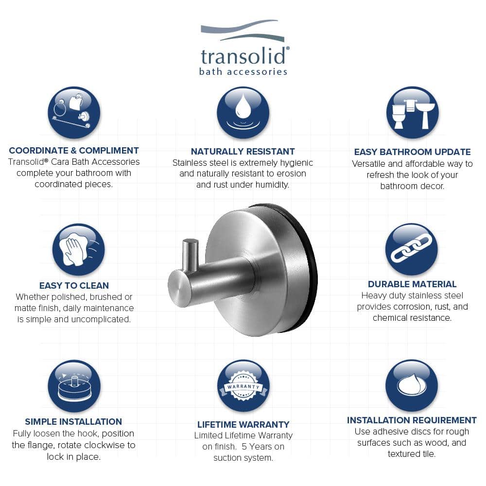Brushed Stainless Steel Single Robe Hook with Vacuum Suction