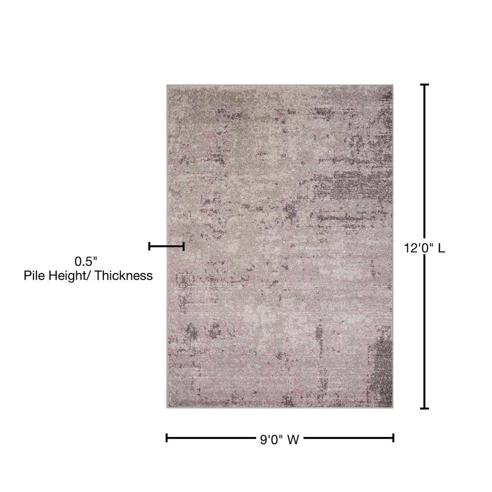 Gray and Purple Abstract 9' x 12' Reversible Area Rug