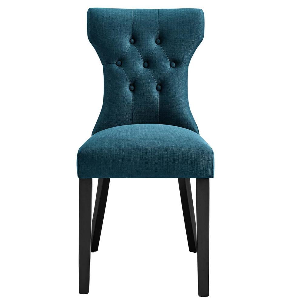 Azure Elegance High-Back Upholstered Wood Side Chair