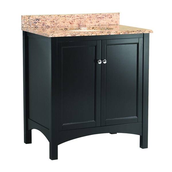 Home Decorators Collection Haven 31 in. W x 22 in. D Vanity in Espresso with Vanity Top and Stone Effects in Santa Cecilia