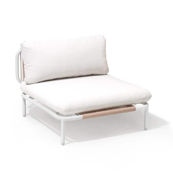 Crestlive Products 1-Piece Drawcord Metal Outdoor Sectional with Beige Cushions