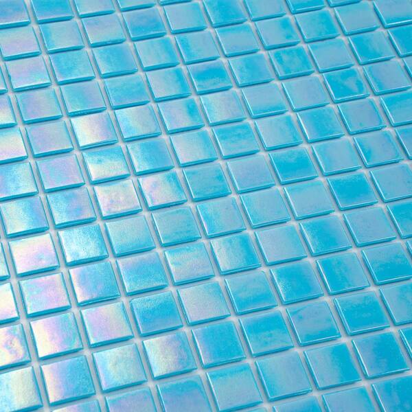 Apollo Tile Nacreous 12 in. x 12 in. Glossy Turquoise Blue Glass