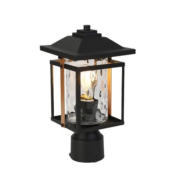 12.6 in. 1-Light Black Metal Hardwired Outdoor Weather and Rust Resistant Pier Mount Light with No Bulb Included