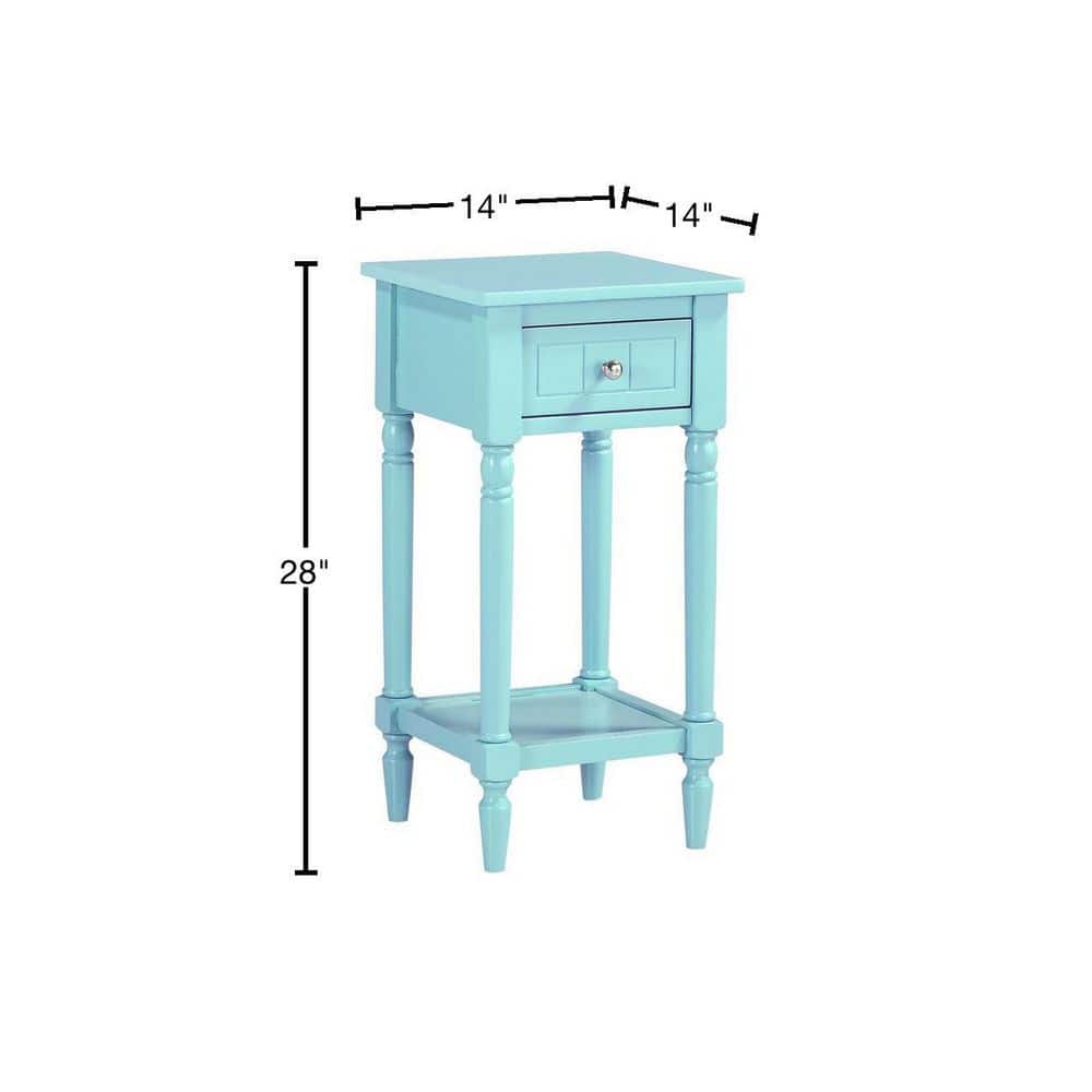 French Country Khloe Sea Foam Accent Table with Storage Shelf