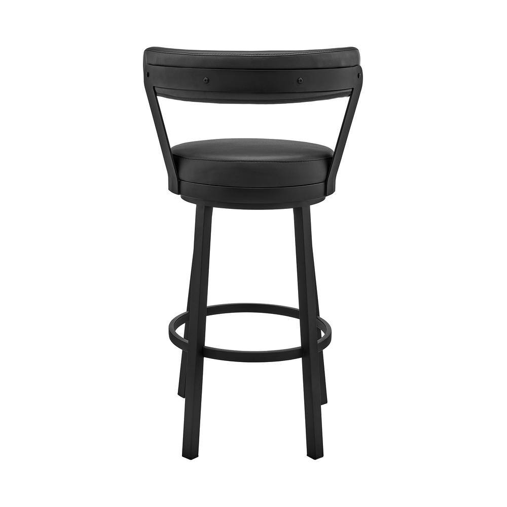 Bryant 26" Black Faux Leather and Metal Swivel Bar Stool