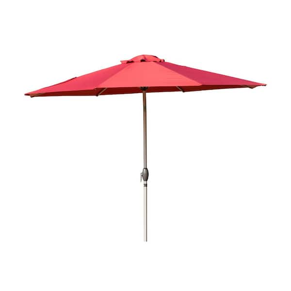Domi 10 ft. Market Patio Umbrella with Push-Button Tilt and Crank in Red